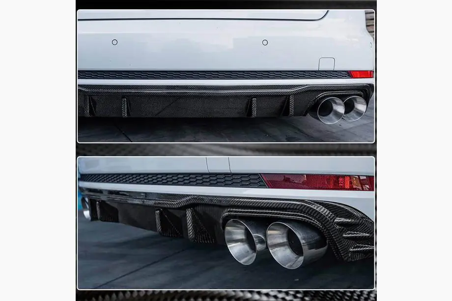 Audi A4 B9 2015-2024 Heckstoßfänger-Diffusor V2 (für S-Line Sedan 2015-2019, Carbon) Foto 4