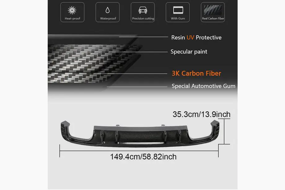 Audi A4 B9 2015-2024 Heckstoßfänger-Diffusor V2 (für S-Line Sedan 2015-2019, Carbon) Foto 5