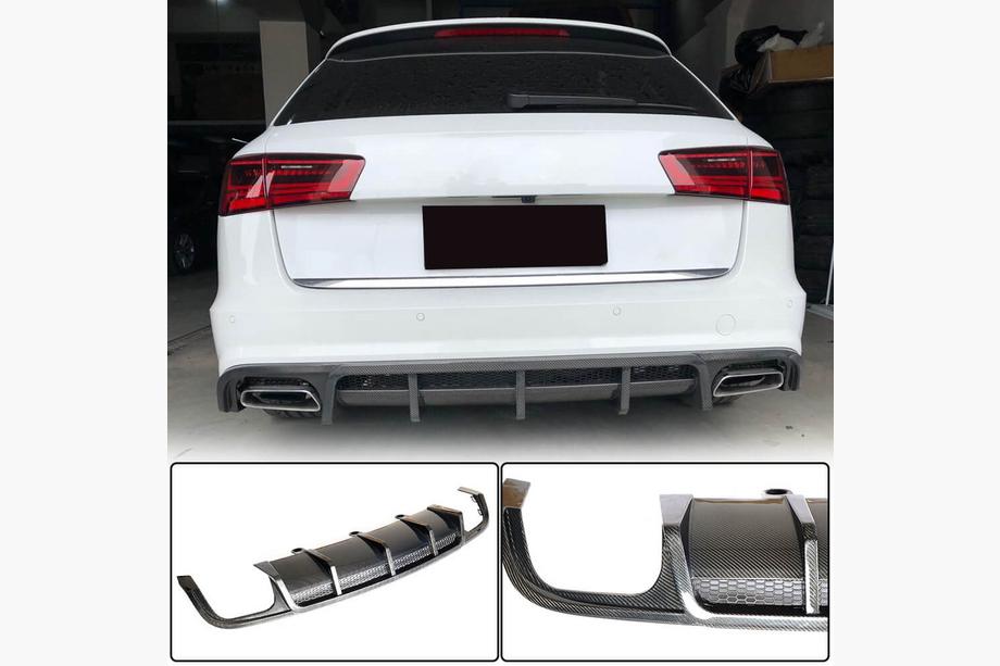 Audi A6 C7 2011-2017 Heckstoßstangen-Diffusor (für S-Line Avant 2014-2018, Carbon) Image
