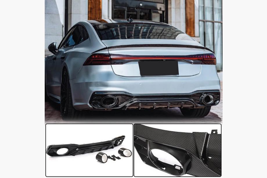 Audi A7 2018- Heckdiffusor mit Endrohren (für S-Line 2018-2022, Trockencarbon) Foto 1