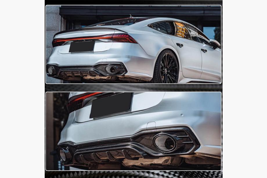 Audi A7 2018- Heckdiffusor mit Endrohren (für S-Line 2018-2022, Trockencarbon) Foto 4