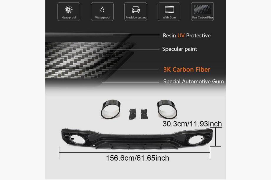 Audi A7 2018- Heckdiffusor mit Endrohren (für S-Line 2018-2022, Trockencarbon) Foto 6