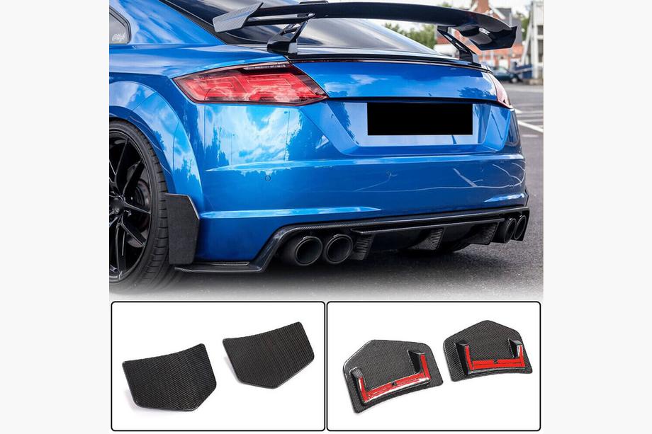 Audi TT 2014-2023 Heckstoßstangen Flaps Aufsätze (für S-line/TTS/TTRS, 2014-2019, Carbon) Foto 1
