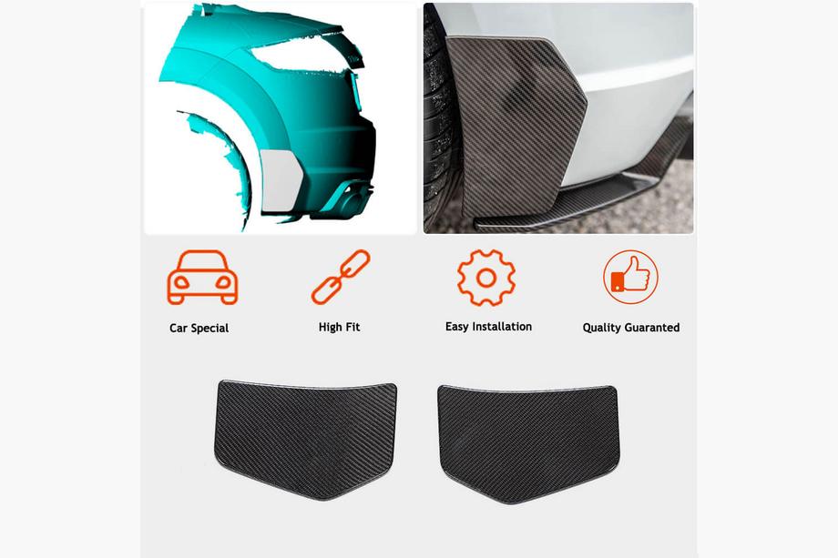Audi TT 2014-2023 Heckstoßstangen Flaps Aufsätze (für S-line/TTS/TTRS, 2014-2019, Carbon) Foto 2