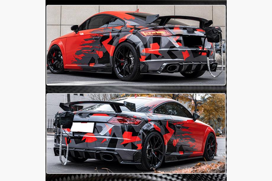 Audi TT 2014-2023 Heckstoßstangen Flaps Aufsätze (für S-line/TTS/TTRS, 2014-2019, Carbon) Foto 4