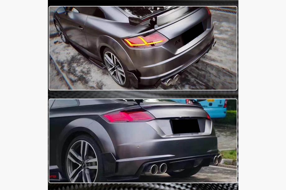 Audi TT 2014-2023 Heckstoßstangen Flaps Aufsätze (für S-line/TTS/TTRS, 2014-2019, Carbon) Foto 5