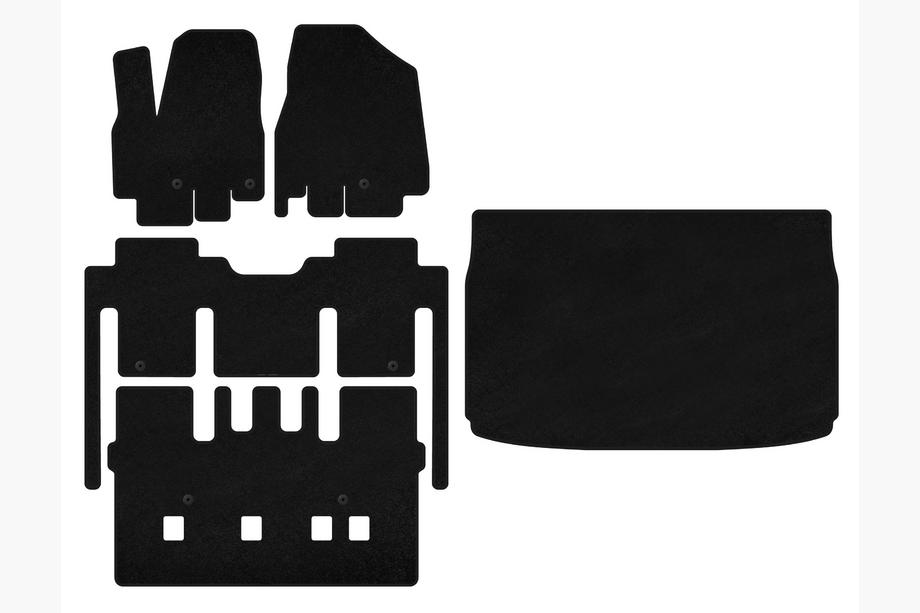 Kia Sedona 2014-2020 Textil Fußmatten Premium (voller Innenraum, 8-Sitzer, Schwarz) Foto 1