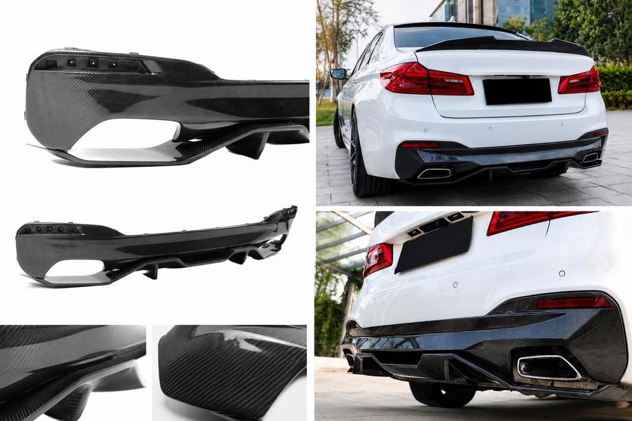 BMW 5er G30/G31 2017–2023 Heckstoßstangen-Diffusor V4 (für M-Sport/M5 F90, Carbon) Image