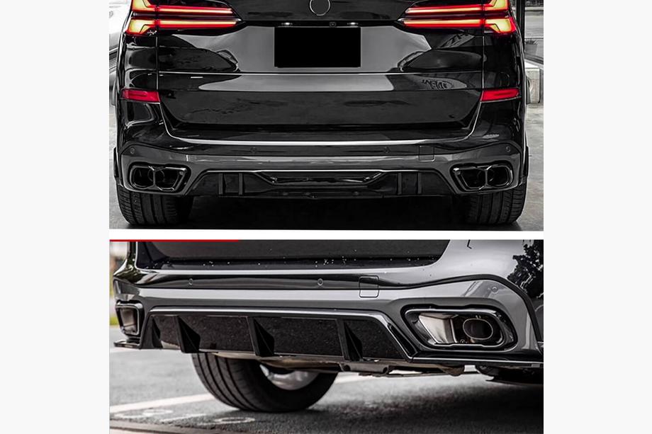 BMW X5 G05 2019–2026 Heckdiffusor V4 (2018-2022, Schwarz Glanz) Foto 2