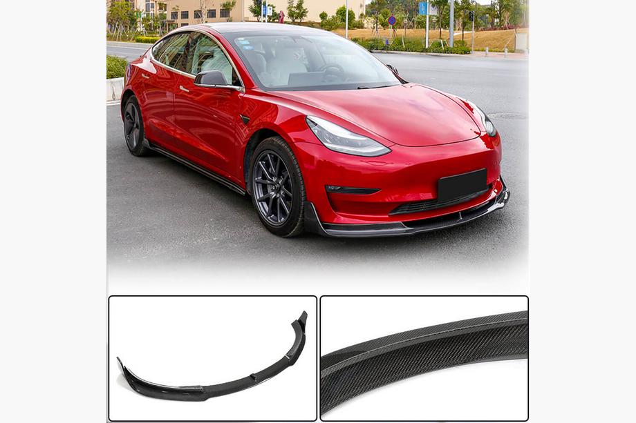 Tesla Model 3 2017- Frontlippe Lip V1 für Frontstoßstange (2017-2023, Carbon) Image
