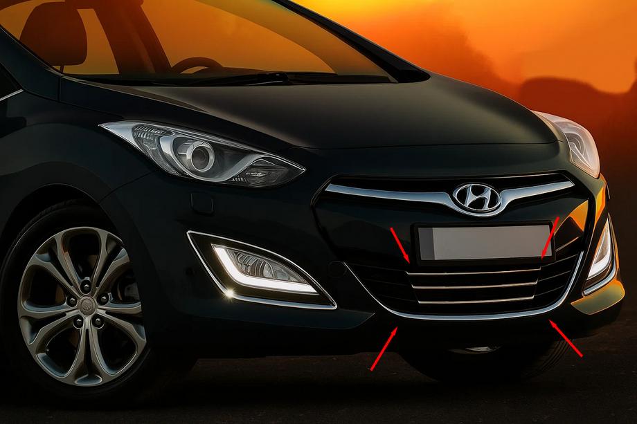 Hyundai I-30 2012-2017 Abdeckungen für unteren Grill und Umrandung STYLE (Edelstahl) Foto 1