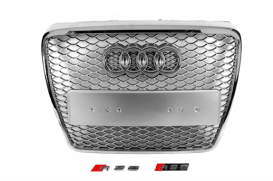 Audi A6 C6 2004-2011 Frontgrill RS-Style (Grau mit Chrom) Image