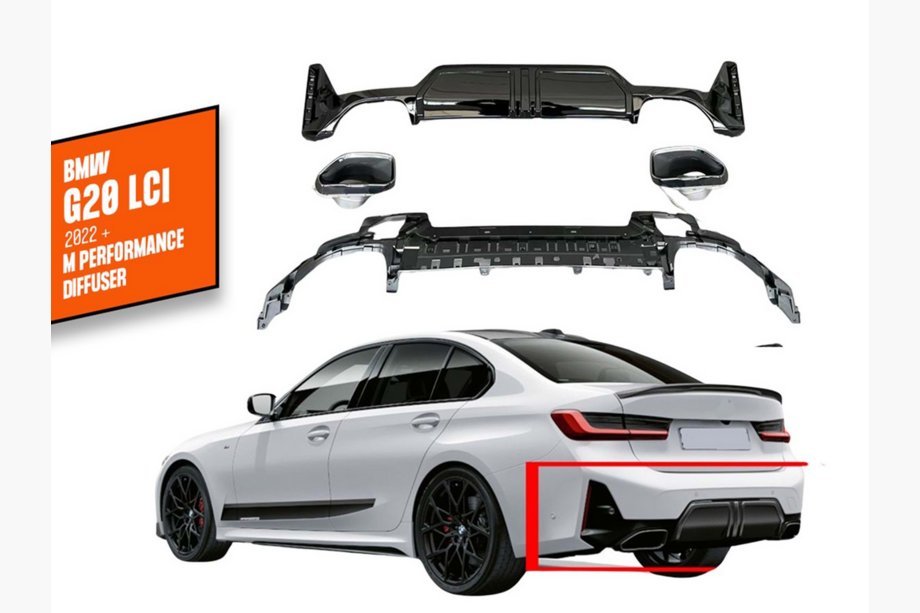 BMW 3 Series G20/G21 2018- Heckdiffusor mit Endrohren DPT (2022+, M-Performance) Image