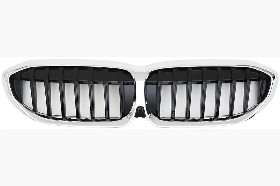 BMW 3 Series G20/G21 2018- Nieren 1 Bar (2018-2022, Schwarz Glanz mit Chromrahmen) Foto 2