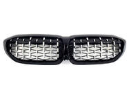 BMW 3 Series G20/G21 2018- Nieren Diamond Silber (2018-2022, schwarzer Rahmen) Foto 2