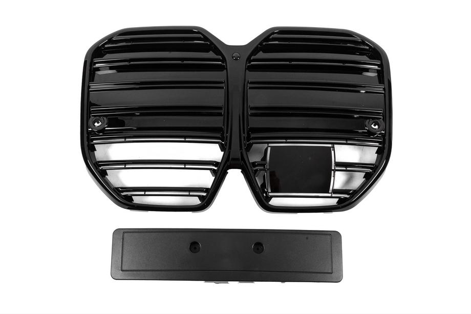BMW 4 Series G22/23/26 2020- Nieren M-Look (für I4 G26, 2022+, Schwarz Glanz) Foto 3
