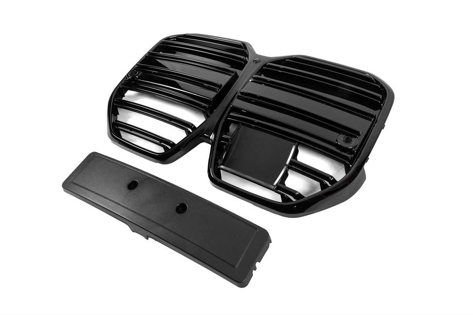 BMW 4 Series G22/23/26 2020- Nieren M-Look (für I4 G26, 2022+, Schwarz Glanz) Foto 4