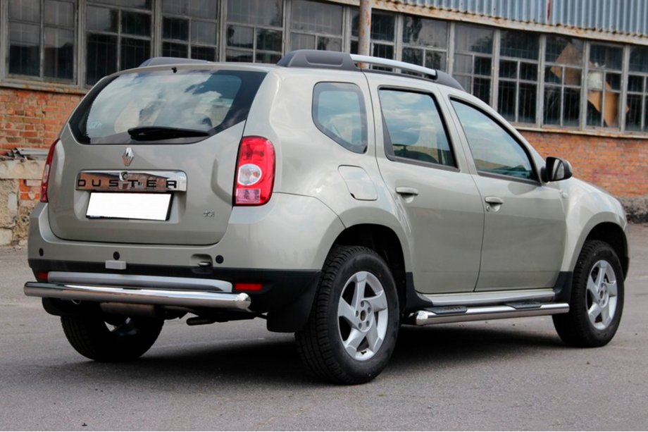 Renault Duster 2008–2017 Seitliche Rohre mit Einsätzen (2 Stk., Edelstahl) Foto 3