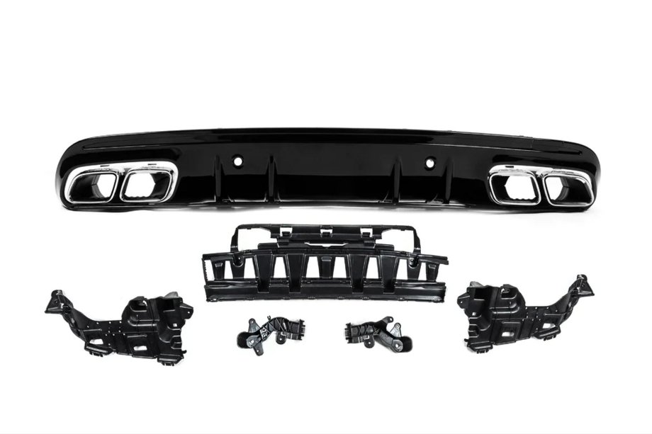 Mercedes C-class W205 2014-2021 Heckdiffusor mit Endrohren Silber (Design C63 2018-2021) Foto 4
