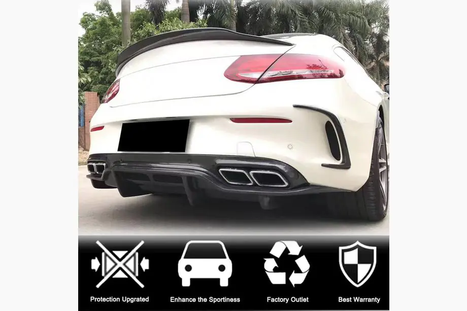 Mercedes C-class W205 2014-2021 Heckdiffusor V2 (für Coupe/Cabrio C63 AMG 2015-2019, Carbon) Foto 2