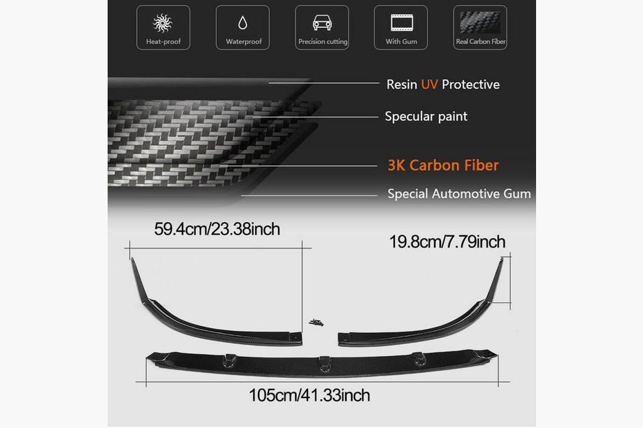 Mercedes C-class W205 2014-2021 Frontlippe V1 für Frontstoßstange (Coupé/Cabrio C63 AMG 2015-2019, Carbon) Foto 4