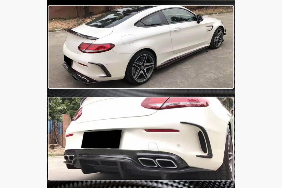 Mercedes C-class W205 2014-2021 Heckstoßstangenabdeckungen (für Coupe/Cabrio C63 AMG 2015-2019, Carbon) Foto 3