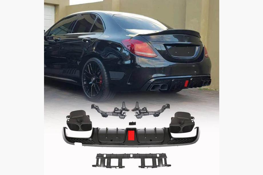 Mercedes C-class W205 2014-2021 Heckdiffusor mit Endrohren (für SD C43 AMG 2015-2019, Carbon) Foto 1