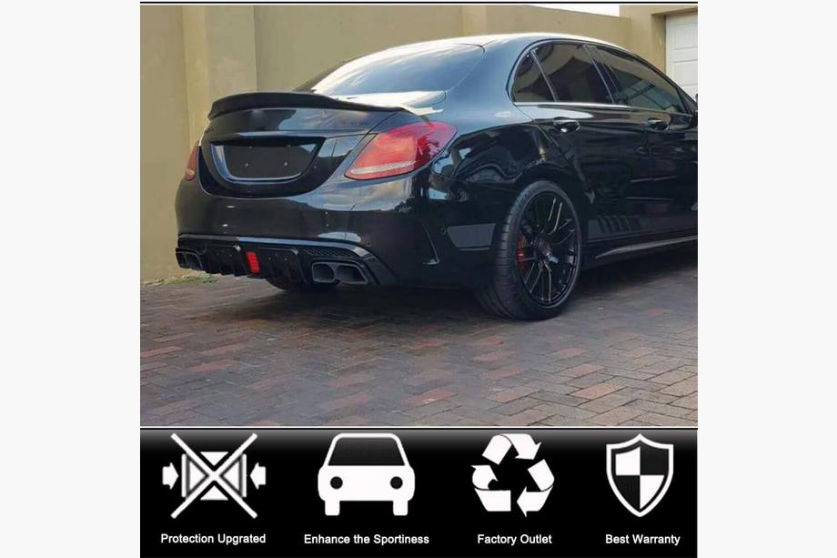 Mercedes C-class W205 2014-2021 Heckdiffusor mit Endrohren (für SD C43 AMG 2015-2019, Carbon) Foto 2