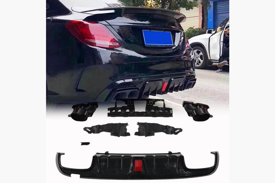 Mercedes C-class W205 2014-2021 Heckdiffusor mit Endrohren (für SD C43 AMG 2015-2021, Carbon) Image