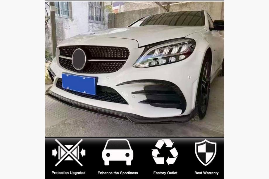 Mercedes C-class W205 2014-2021 Frontstoßstangenlippe (für SD AMG-Line 2015-2019, Carbon) Foto 2