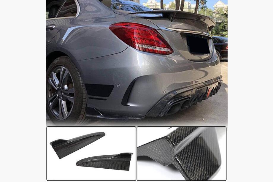 Mercedes C-class W205 2014-2021 Heckstoßstangen Flaps Aufsätze für SD C43/C63 AMG 2015-2019 Carbon Image