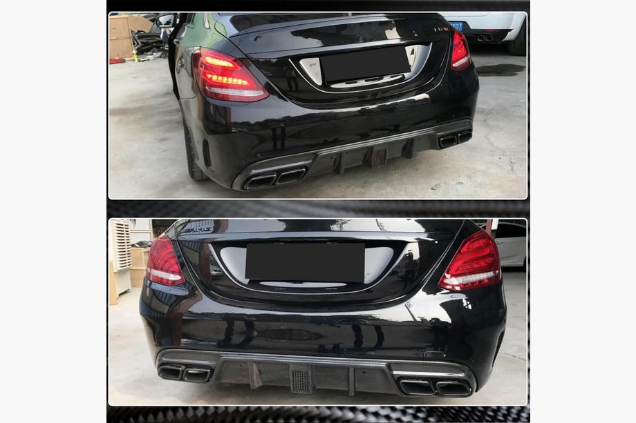 Mercedes C-class W205 2014-2021 Heckdiffusor V3 für SD C43/C63 AMG 2015-2019 Carbon Foto 3