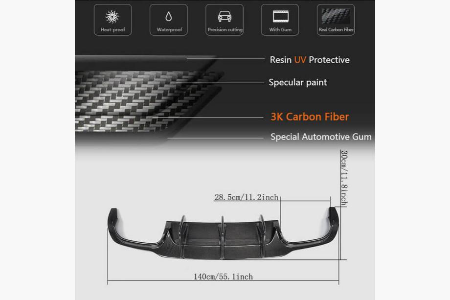 Mercedes C-class W204 2007-2015 Heckstoßstangen Diffusor Spoiler für C63 AMG 2012-2014 Carbon Foto 4