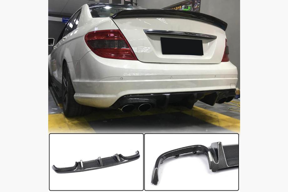 Mercedes C-class W204 2007-2015 Heckstoßstangendiffusor V2 (für AMG SD 2008-2011, Carbon) Foto 2