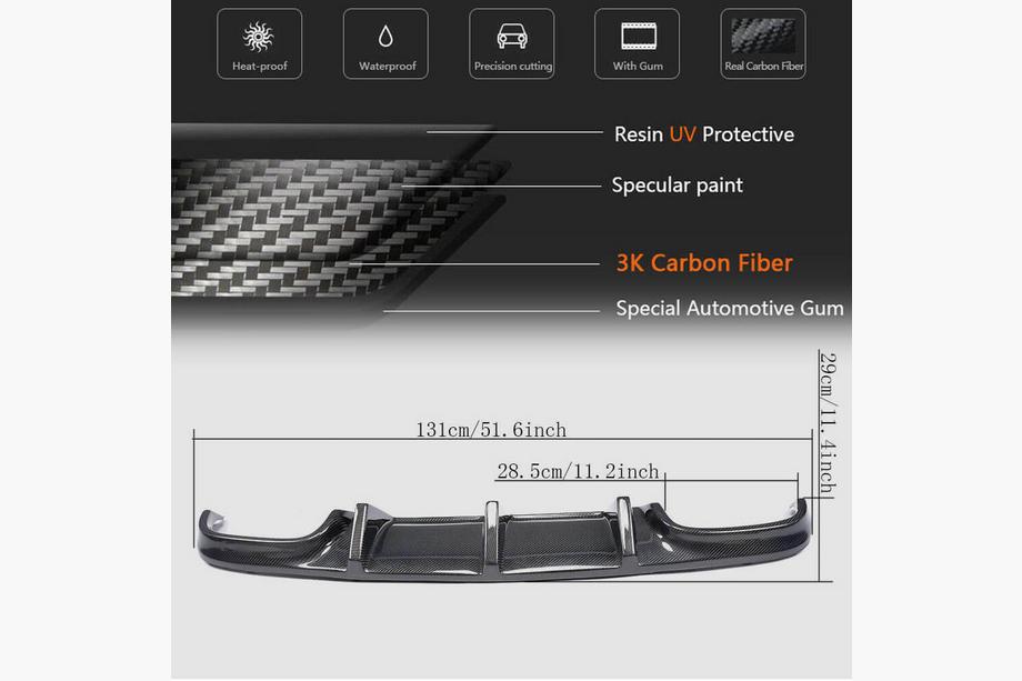 Mercedes C-class W204 2007-2015 Heckstoßstangendiffusor V2 (für AMG SD 2008-2011, Carbon) Foto 6
