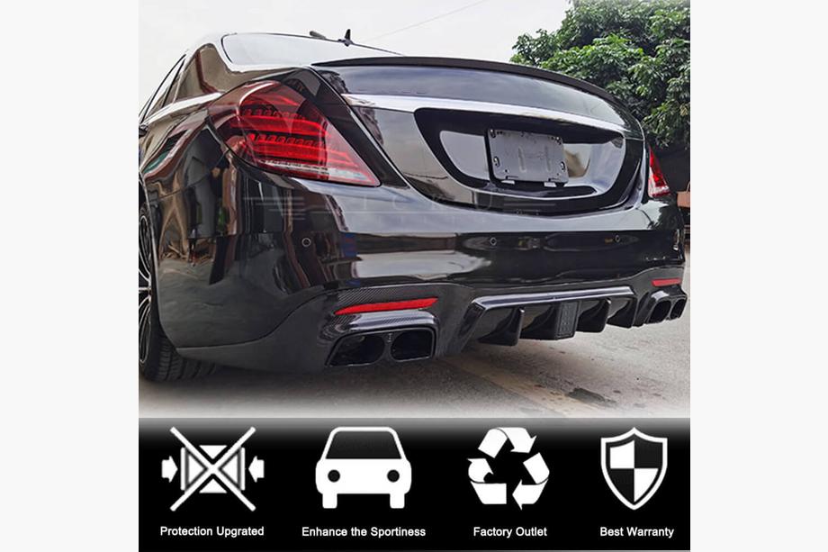 Mercedes S-class W222 2013-2022 Heckdiffusor mit Endrohren (für S63/S65 AMG 2018-2021, Carbon) Foto 2