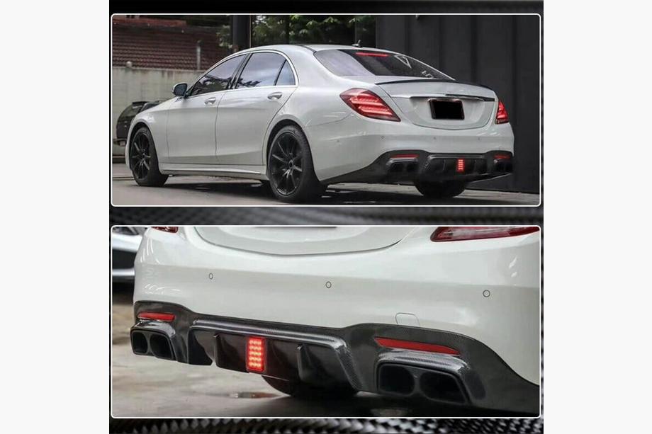 Mercedes S-class W222 2013-2022 Heckdiffusor mit Endrohren (für S63/S65 AMG 2018-2021, Carbon) Foto 4