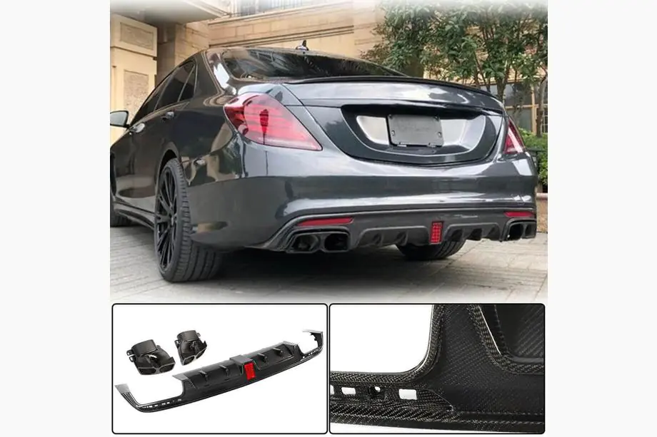 Mercedes S-class W222 2013-2022 Heckdiffusor mit Endrohren (für S63 AMG 2014-2017, Carbon) Image