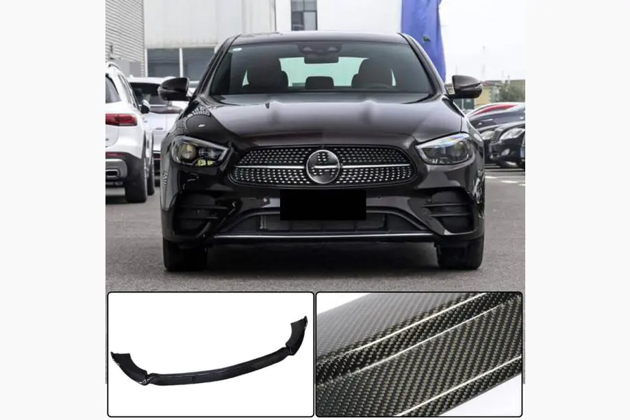 Mercedes E-class W213 2016-2023 Frontstoßstangen Lippe Aufsatz (für AMG-Line 2020-2023, Carbon) Foto 5