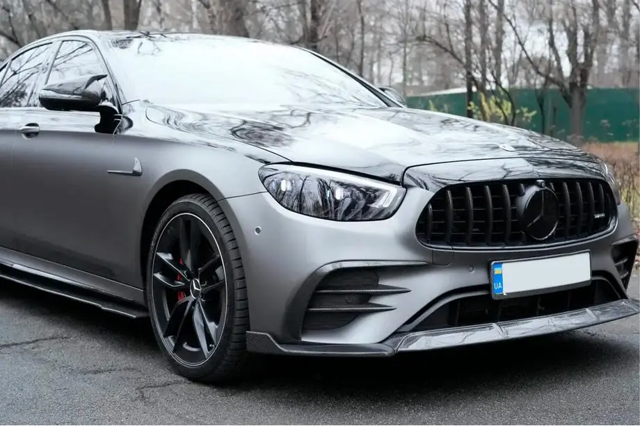 Mercedes E-class W213 2016-2023 Frontstoßstangen Lippe Aufsatz (für AMG-Line 2020-2023, Carbon) Foto 2
