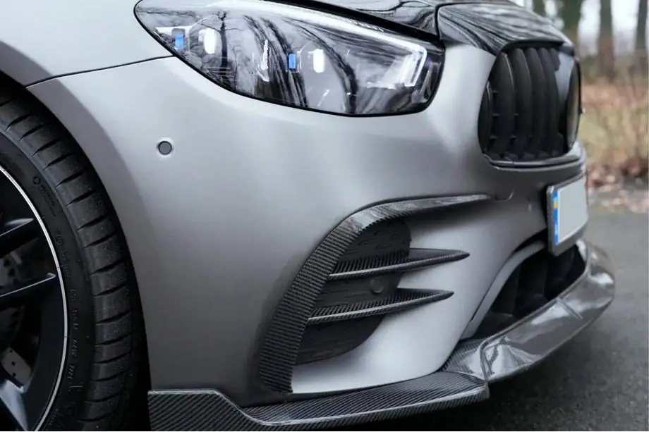 Mercedes E-class W213 2016-2023 Frontstoßstangen Lippe Aufsatz (für AMG-Line 2020-2023, Carbon) Foto 10