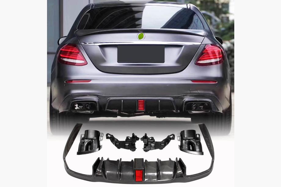 Mercedes E-class W213 2016-2023 Heckdiffusor mit Endrohren V2 (für AMG/AMG-Line 2016-2019, Carbon) Image