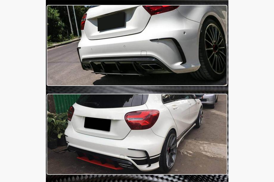 Mercedes A-class W176 2012-2018 Heckstoßstangenabdeckung (für AMG-Line HB, Carbon) Foto 3