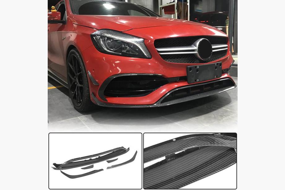 Mercedes A-class W176 2012-2018 Frontstoßstangenlippe Aufsatz (für AMG-Line / A45 AMG HB 2016-2018, Carbon) Image