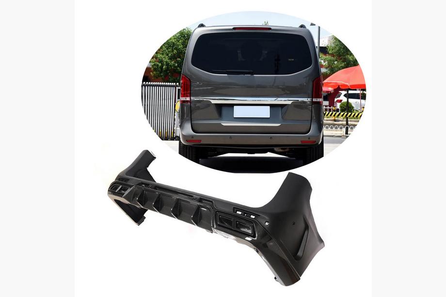 Mercedes Vito/V-class W447 2014- Heckstoßstangenabdeckung mit Diffusor (2014-2019, Kunststoff + Carbon) Image