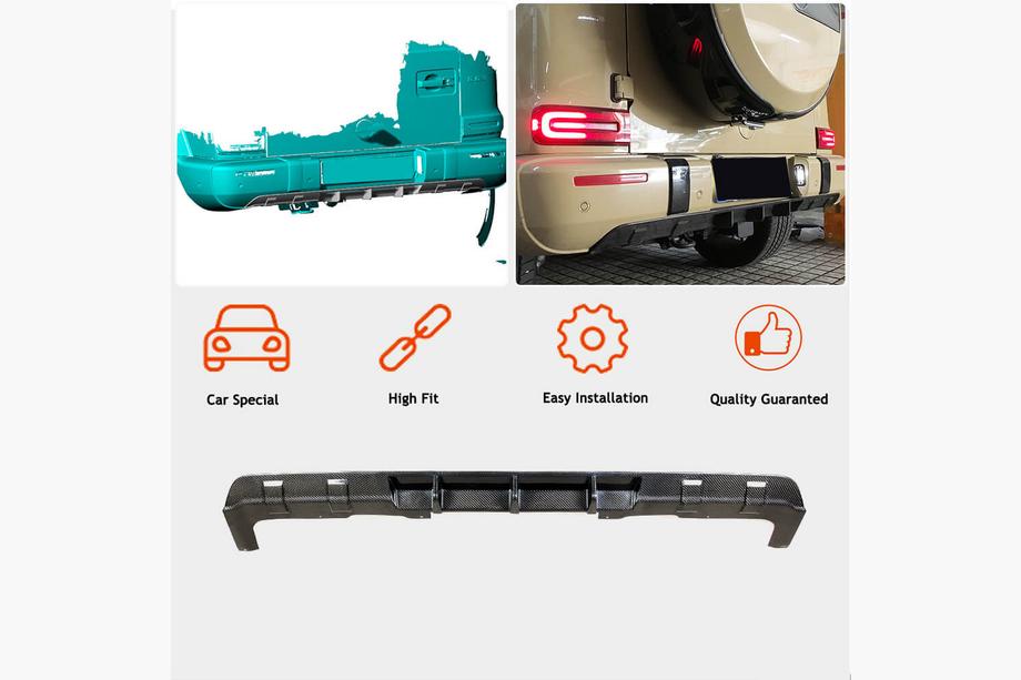 Mercedes G class W463 2018-2024 Heckdiffusor V1 für G63 AMG, Carbon Foto 2