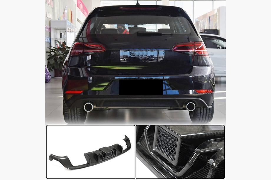 Volkswagen Golf 7/E-Golf 2012-2020 Heckdiffusor für Stoßstange (Base/R/GTI HB 2017-2020, Carbon) Foto 2