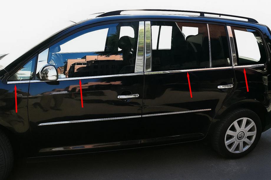 Volkswagen Touran 2003-2010 Fensterzierleisten Edelstahl außen (8 Stk) OmsaLine - Italienischer Edelstahl Image