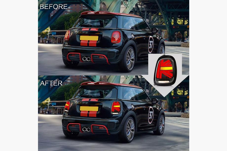 Mini Cooper F55/56/57 2014-2023 LED Rückleuchten im Union Jack Red Stil (2 Stk) Foto 1