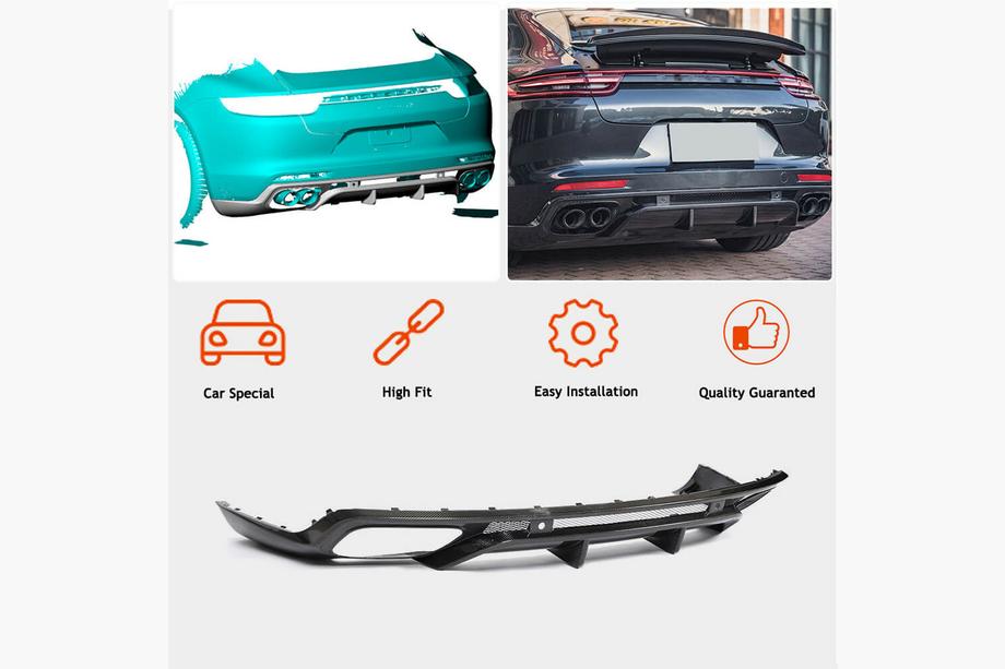 Porsche Panamera 2016-2023 Heckdiffusor für Heckstoßstange (2016-2020, Carbon) Foto 2